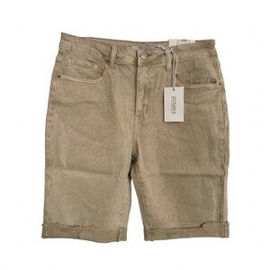 NWT Zenana Tan Denim Shorts - Size Large - High Waisted Neutral